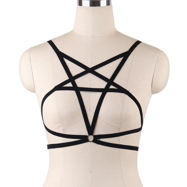 Baqcunre Sexy Bra Strap Hollowed Out Five Pointed Star Harness