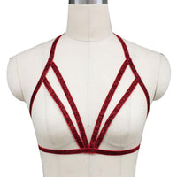 Red Women Underwear Sexy Lingerie Bralette Hollow Out Strappy Bra Cross Bandage Push Corset Tops Ladies Sexy Bra 2021
