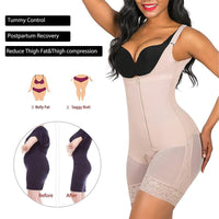 Beige Open Crotch Full Body Shapewear Larger Size Slimming Stomach