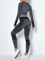 Long Sleeve Crop Top with Seamless High Waist Leggings for Gym