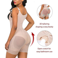Beige Open Crotch Full Body Shapewear Larger Size Slimming Stomach