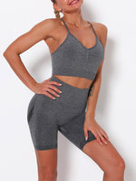 Seamless Strap Solid Color Workout Set