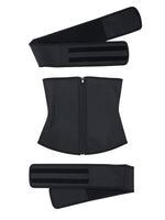Fajas Wholesale Black 7 Steel Bones Waist Cincher with Double Belts