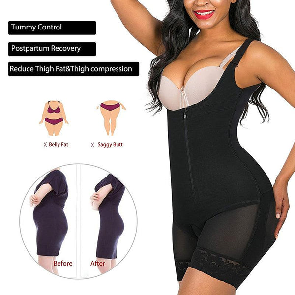 Black Open Crotch Full Body Shapewear Larger Size Slimming Stomach –  OriginalFaja