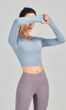 Long Sleeve Workout Shirts Gym Running Seamless Yoga Tops Cropped Women