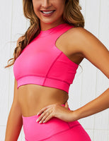 Pink Raceback Elastic Material Sleevesless High Rise Zip Sports Suit